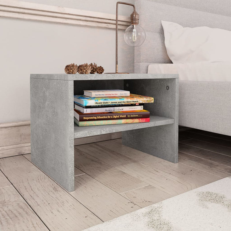 vidaXL 2 db betonszürke szerelt fa éjjeliszekrény 40 x 30 x 30 cm