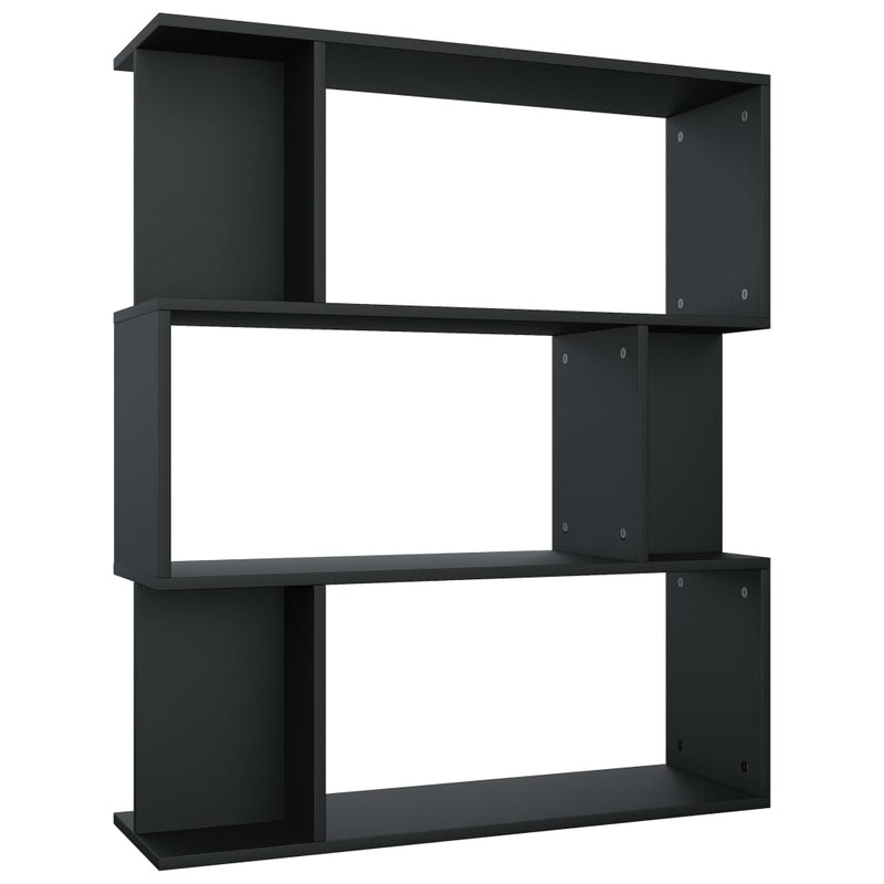 vidaXL fekete szerelt fa könyvszekrény/térelválasztó 80 x 24 x 96 cm