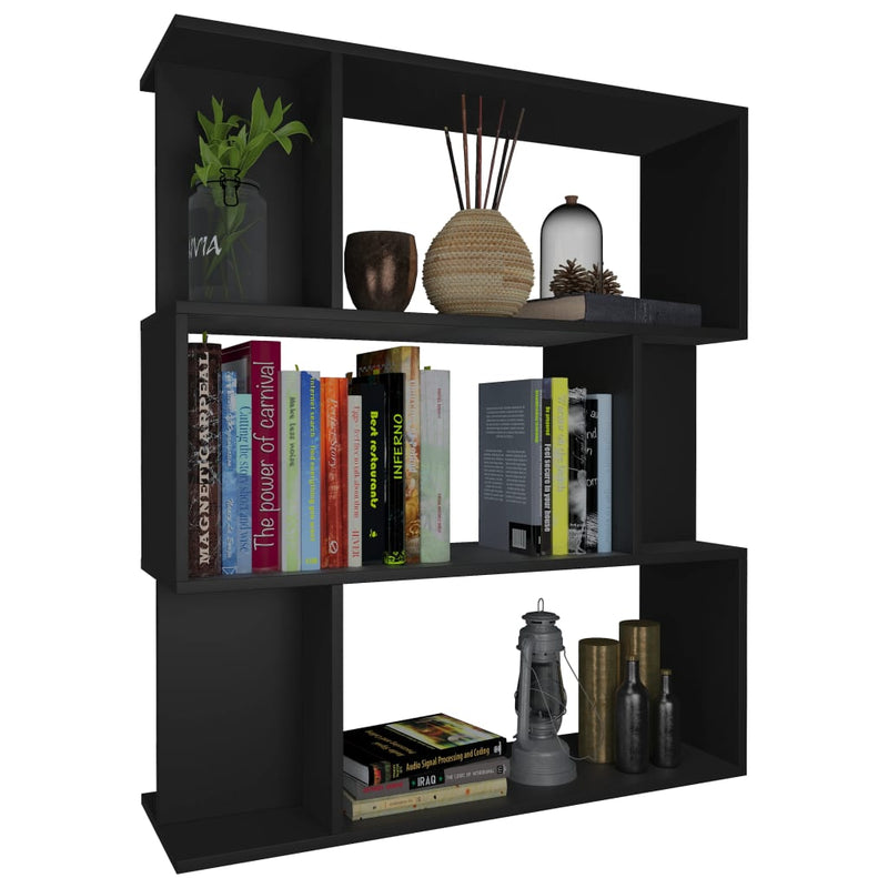 vidaXL fekete szerelt fa könyvszekrény/térelválasztó 80 x 24 x 96 cm