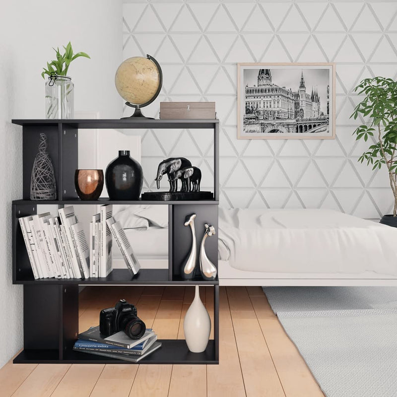 vidaXL fekete szerelt fa könyvszekrény/térelválasztó 80 x 24 x 96 cm