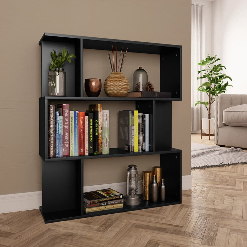 vidaXL fekete szerelt fa könyvszekrény/térelválasztó 80 x 24 x 96 cm