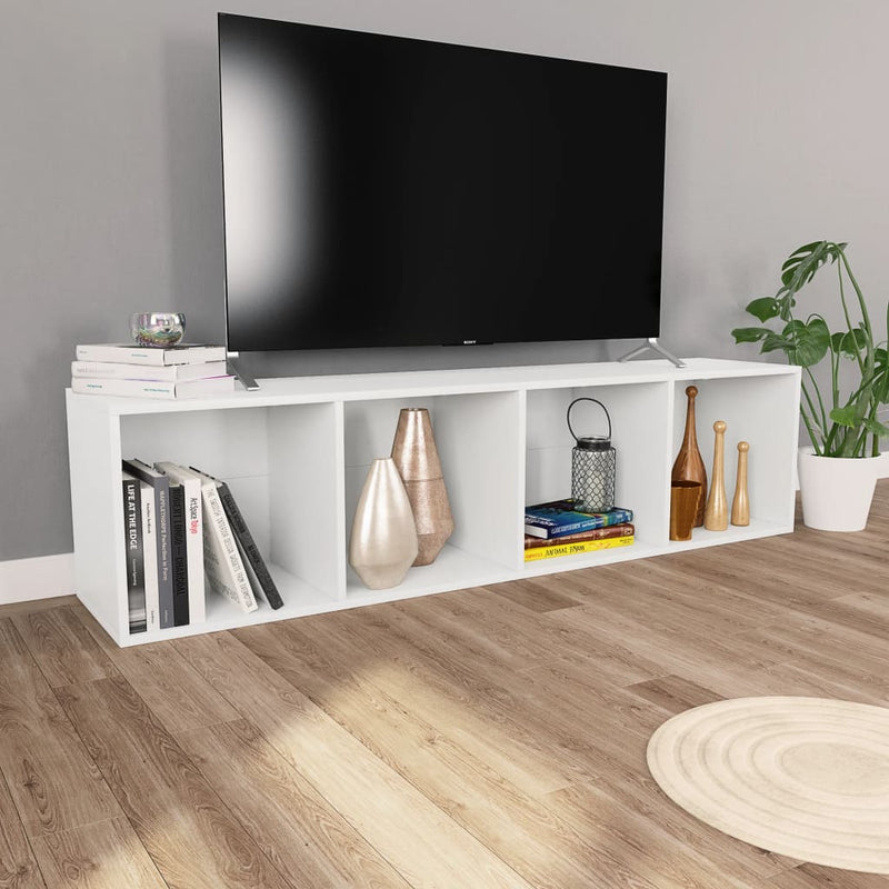 vidaXL fehér szerelt fa könyv-/TV-szekrény 36 x 30 x 143 cm