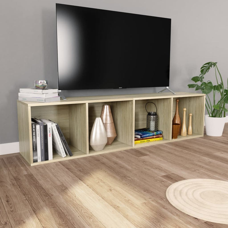 vidaXL sonoma tölgy színű szerelt fa könyv-/TV-szekrény 36x30x143 cm