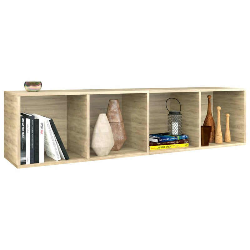 vidaXL sonoma tölgy színű szerelt fa könyv-/TV-szekrény 36x30x143 cm