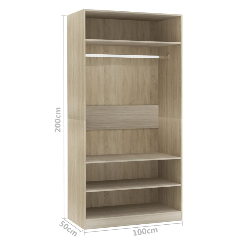 vidaXL tölgy színű szerelt fa ruhásszekrény 100 x 50 x 200 cm