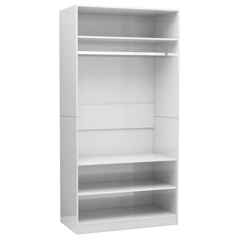 vidaXL magasfényű fehér szerelt fa ruhásszekrény 100 x 50 x 200 cm