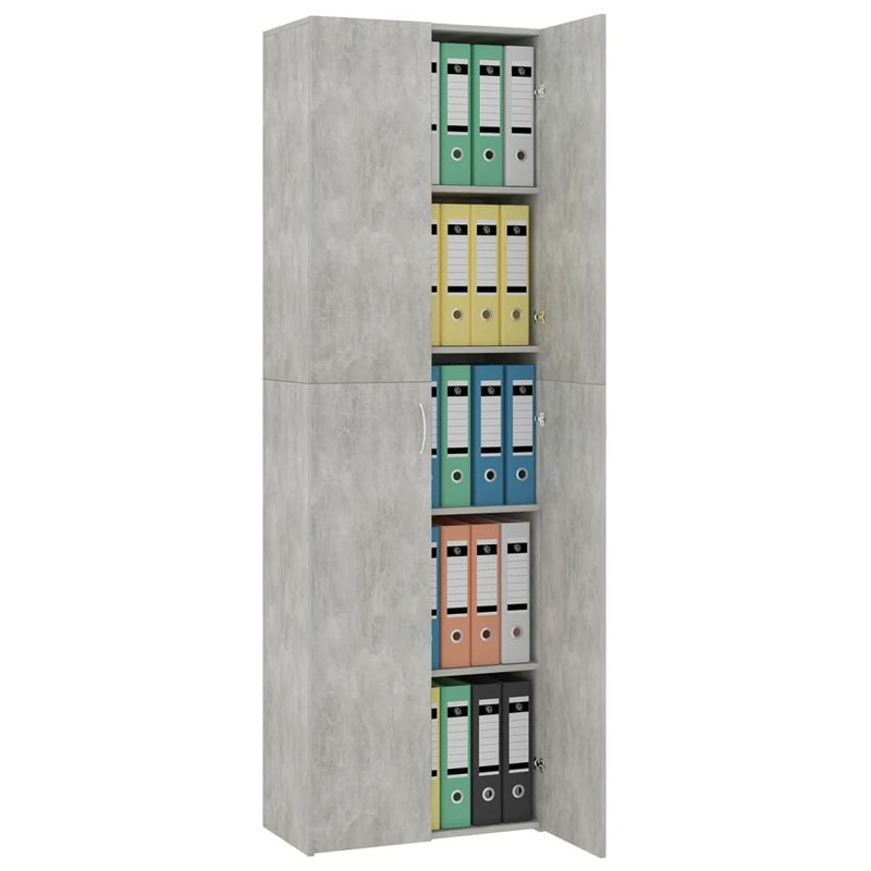 vidaXL betonszürke szerelt fa irodaszekrény 60 x 32 x 190 cm