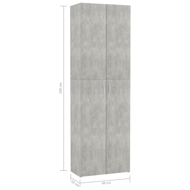 vidaXL betonszürke szerelt fa irodaszekrény 60 x 32 x 190 cm