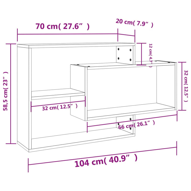 vidaXL sonoma tölgy szerelt fa fali polc 104 x 20 x 58,5 cm