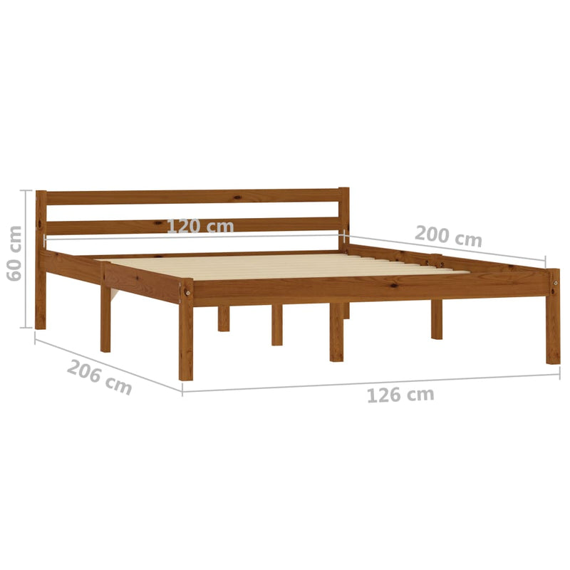 vidaXL mézbarna tömör fenyőfa ágykeret 120 x 200 cm