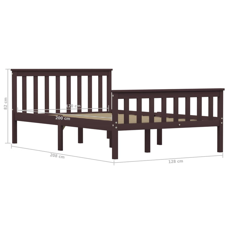 vidaXL sötétbarna tömör fenyőfa ágykeret 120 x 200 cm
