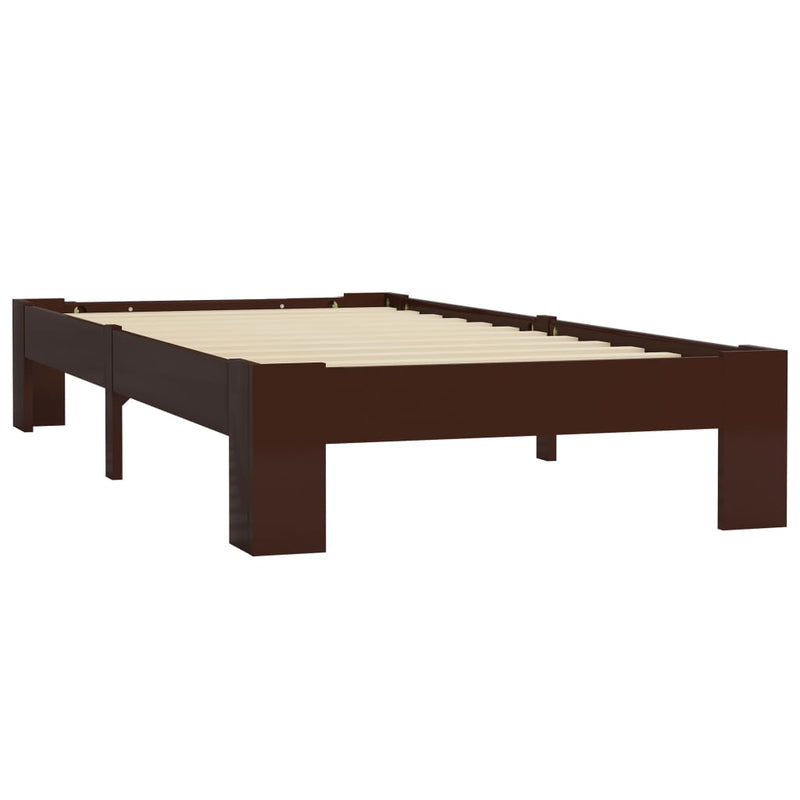 vidaXL sötétbarna tömör fenyőfa ágykeret 90 x 200 cm