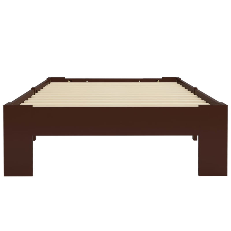 vidaXL sötétbarna tömör fenyőfa ágykeret 90 x 200 cm