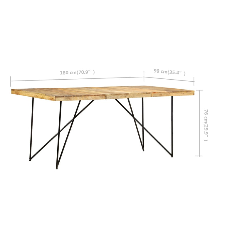 vidaXL tömör mangófa étkezőasztal 180 x 90 x 76 cm