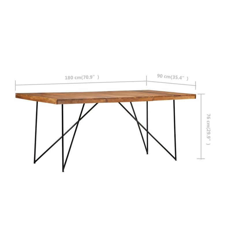 vidaXL tömör akácfa étkezőasztal 180 x 90 x 76 cm