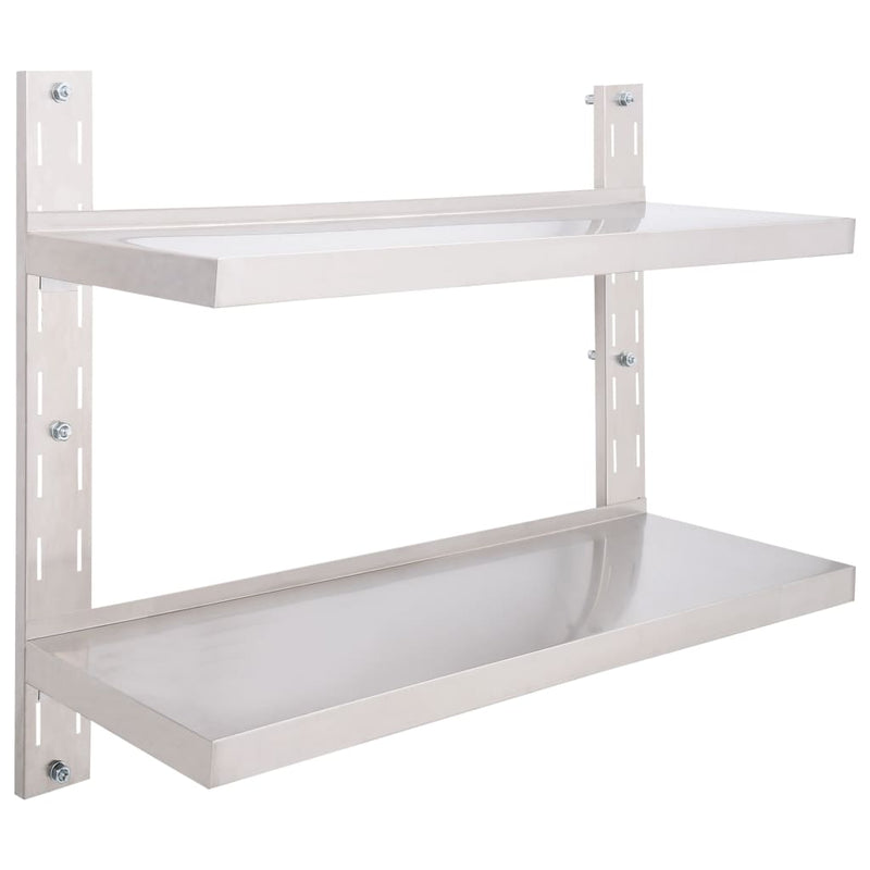 vidaXL kétszintes rozsdamentes acél falra szerelhető polc 100 x 30 cm
