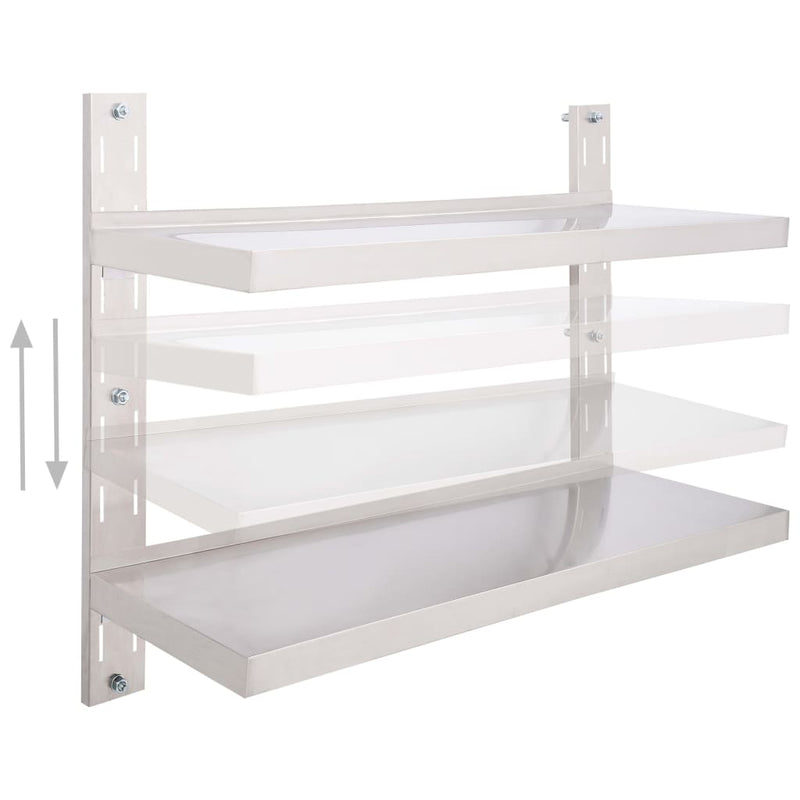 vidaXL kétszintes rozsdamentes acél falra szerelhető polc 100 x 30 cm