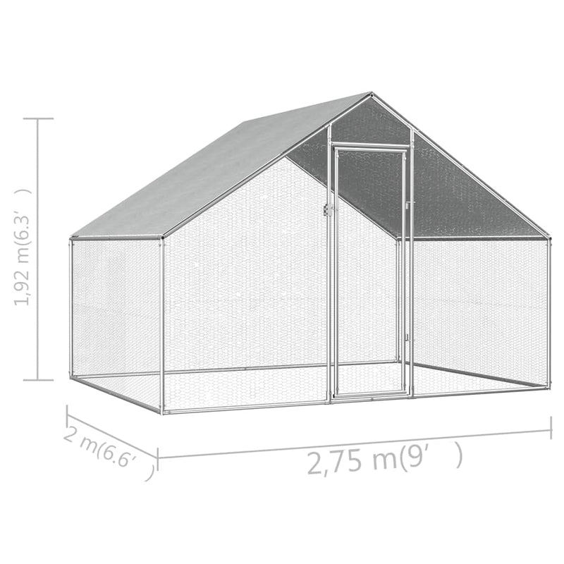 vidaXL kültéri horganyzott acél tyúkól 2,75 x 2 x 1,92 m