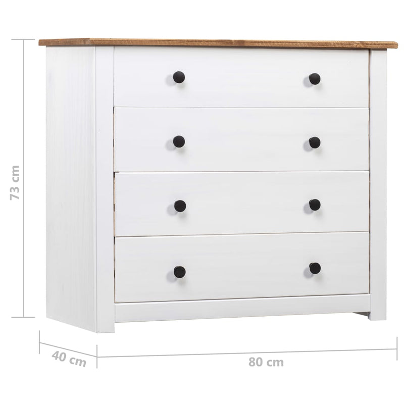 vidaXL fehér Panama fenyőfa kisszekrény 80 x 40 x 73 cm