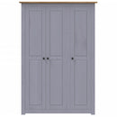 vidaXL szürke háromajtós panamafenyő ruhásszekrény 118 x 50 x 171,5 cm