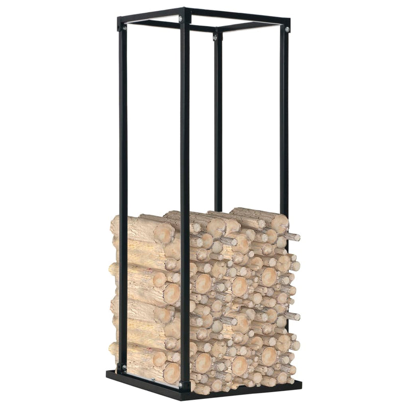 vidaXL fekete acél tűzifatároló alappal 37 x 37 x 113 cm