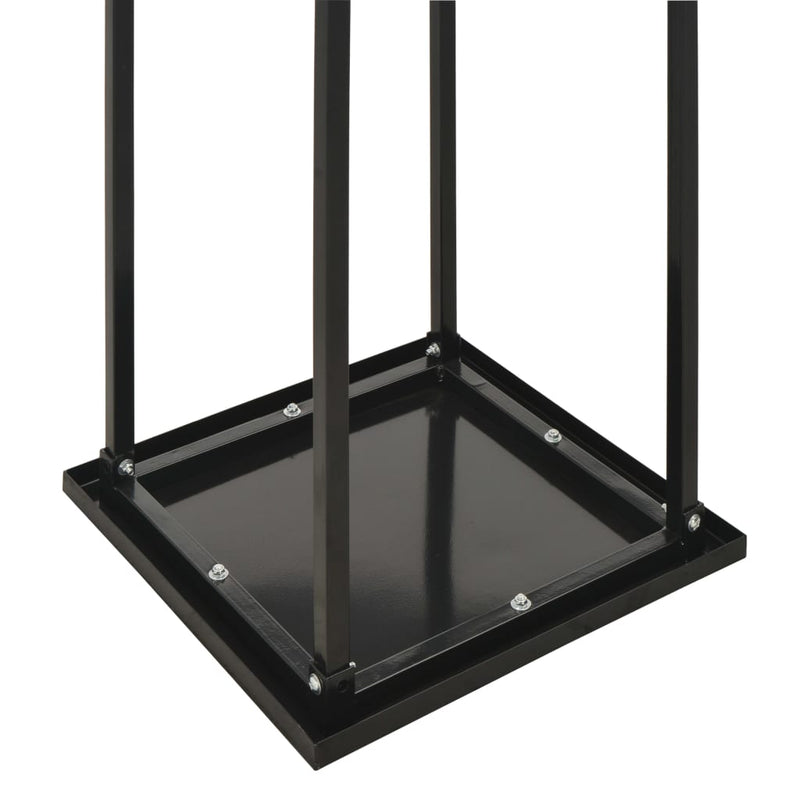 vidaXL fekete acél tűzifatároló alappal 37 x 37 x 113 cm