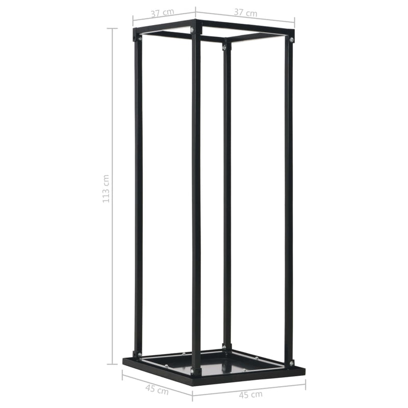 vidaXL fekete acél tűzifatároló alappal 37 x 37 x 113 cm