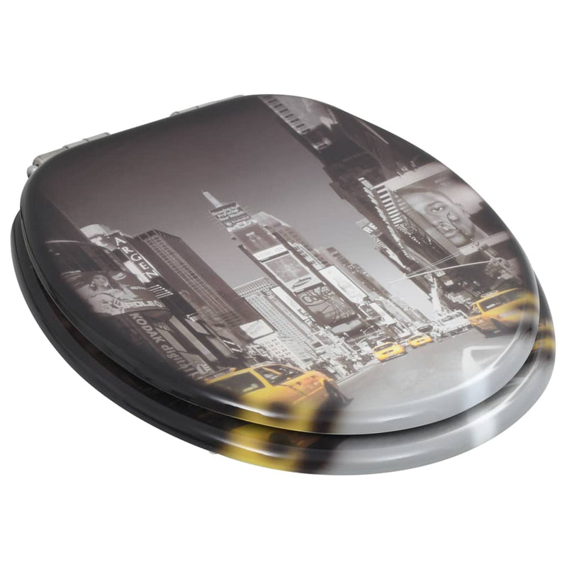 vidaXL 2 db New York mintás MDF WC-ülőke lassan csukódó fedéllel
