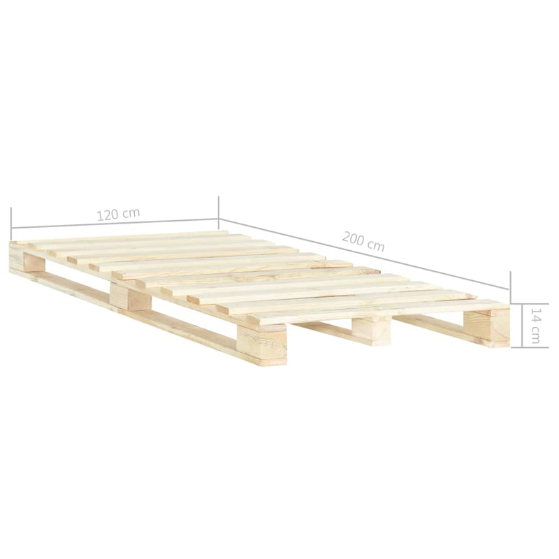 vidaXL tömör fenyőfa raklap ágykeret 120 x 200 cm