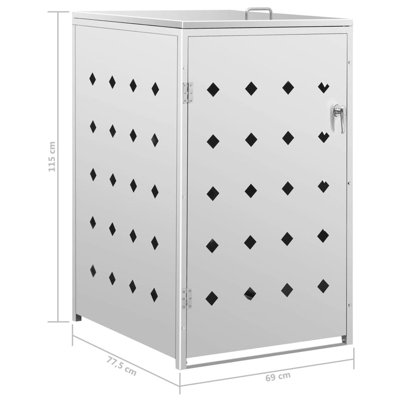 vidaXL rozsdamentes acél keret gurítható szemeteskukához 240 liter