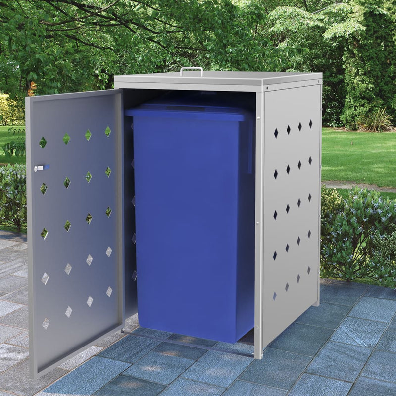 vidaXL rozsdamentes acél keret gurítható szemeteskukához 240 liter