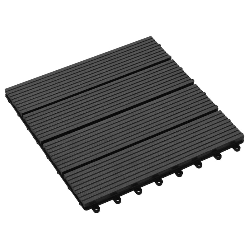 vidaXL 22 db (2 m2) fekete WPC teraszburkoló lap 30 x 30 cm