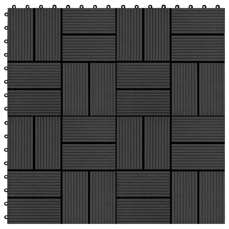 vidaXL 22 db (2 m2) fekete WPC teraszburkoló lap 30 x 30 cm