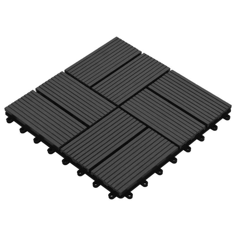 vidaXL 22 db (2 m2) fekete WPC teraszburkoló lap 30 x 30 cm