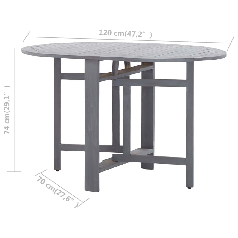 vidaXL szürke tömör akácfa kerti asztal 120 x 70 x 74 cm