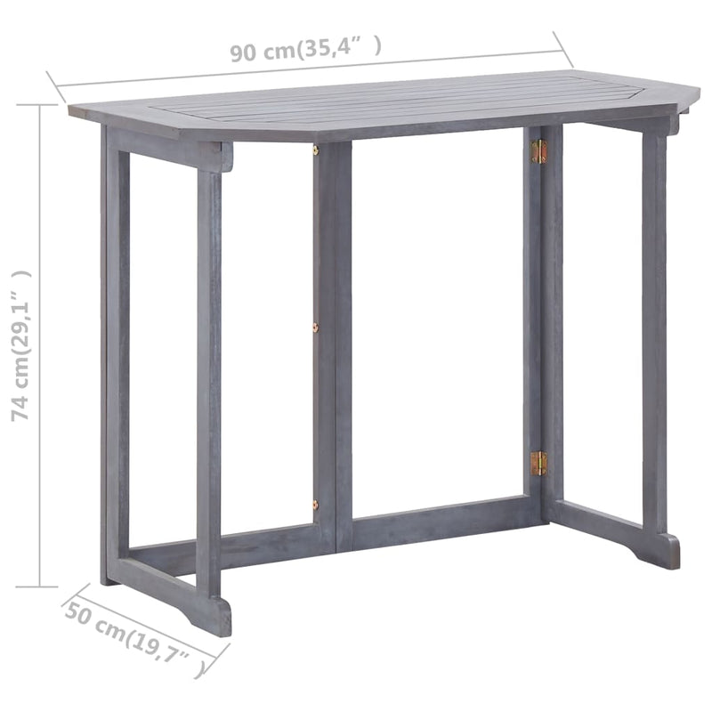 vidaXL tömör akácfa összecsukható erkélyasztal 90x50x74 cm