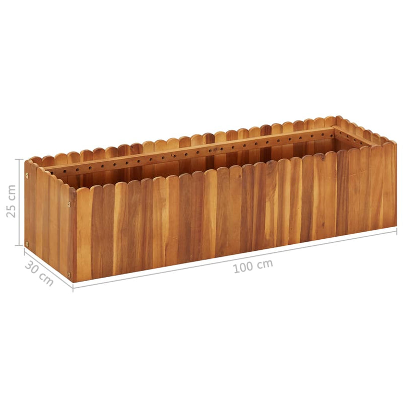 vidaXL tömör akácfa kerti magaságyás 100 x 30 x 25 cm