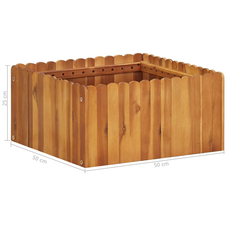 vidaXL tömör akácfa kerti magaságyás 50 x 50 x 25 cm