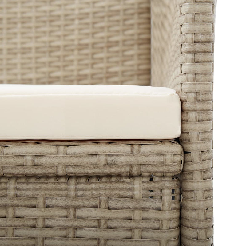vidaXL 2 db bézs dönthető háttámlás polyrattan kerti szék párnával