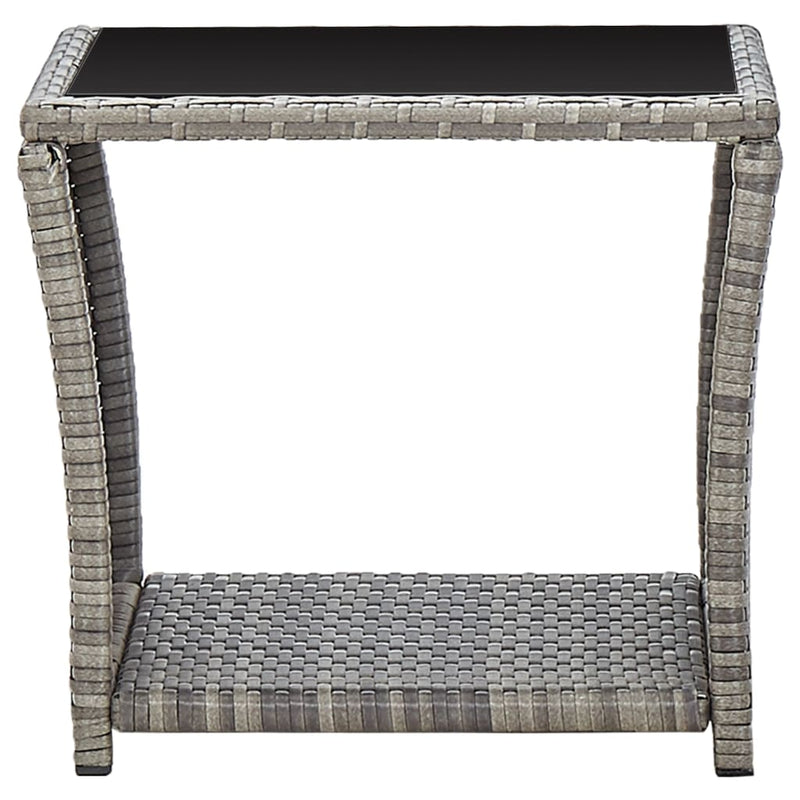 vidaXL szürke polyrattan és üveg dohányzóasztal 45 x 45 x 40 cm
