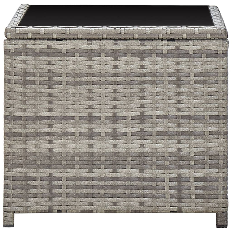 vidaXL szürke polyrattan és üveg dohányzóasztal 45 x 45 x 40 cm