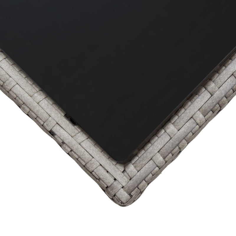 vidaXL szürke polyrattan és üveg dohányzóasztal 45 x 45 x 40 cm