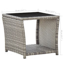 vidaXL szürke polyrattan és üveg dohányzóasztal 45 x 45 x 40 cm