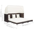 vidaXL 3-személyes barna kinyitható műrattan kanapéágy tetővel