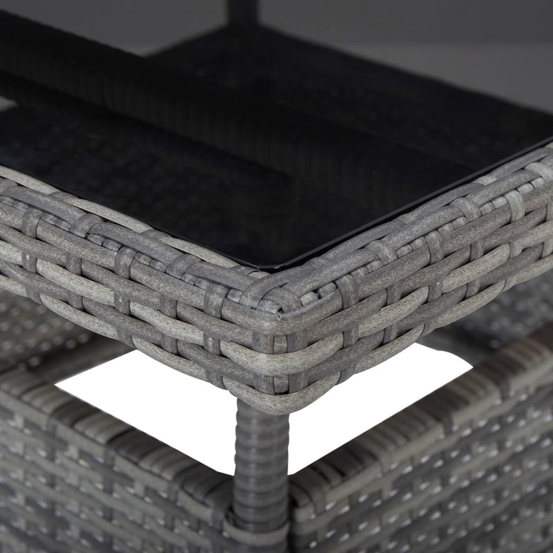vidaXL szürke polyrattan és üveg kültéri étkezőasztal