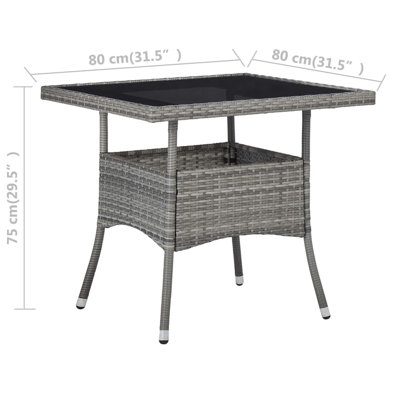 vidaXL szürke polyrattan és üveg kültéri étkezőasztal