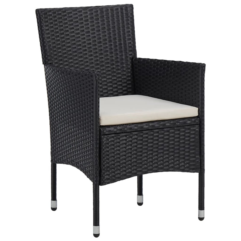 vidaXL 2 db fekete polyrattan kerti szék