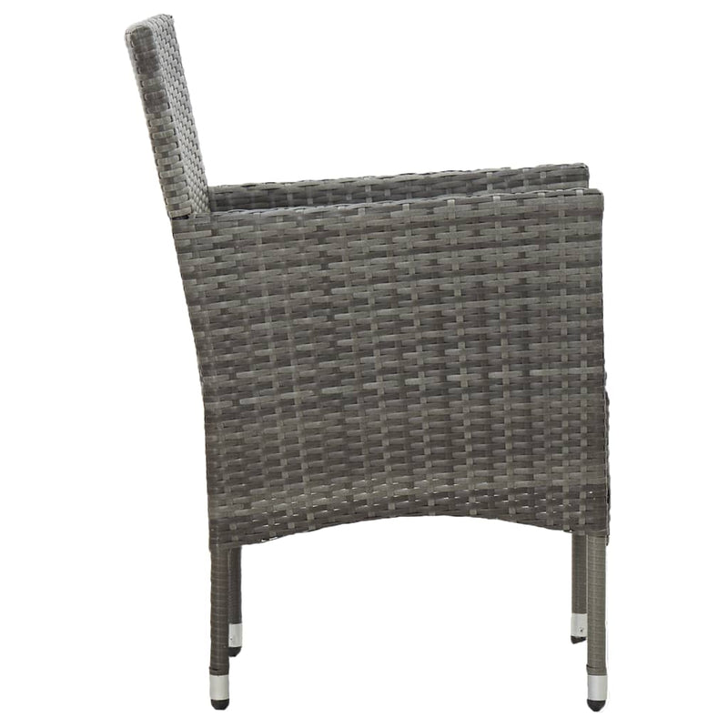 vidaXL 2 db szürke kerti polyrattan étkezőszék