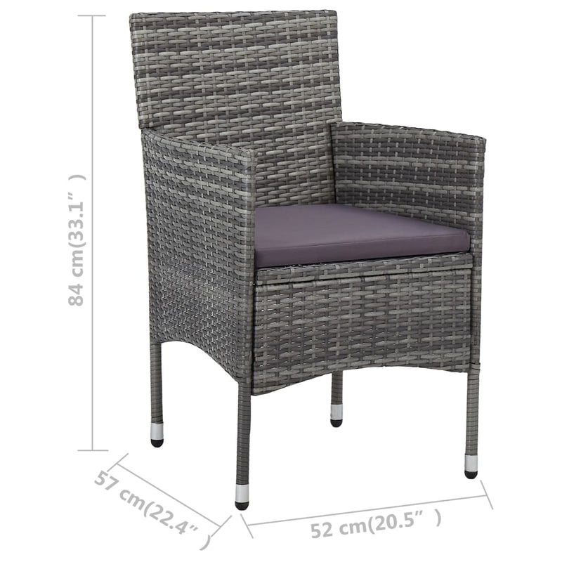 vidaXL 2 db szürke kerti polyrattan étkezőszék