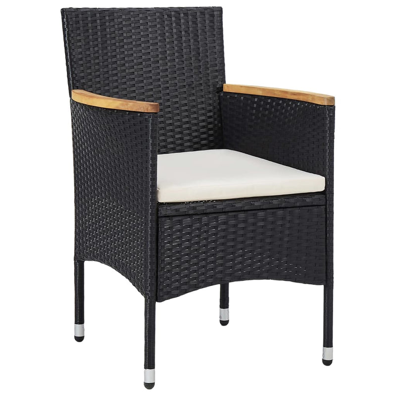 vidaXL 2 db fekete kerti polyrattan étkezőszék